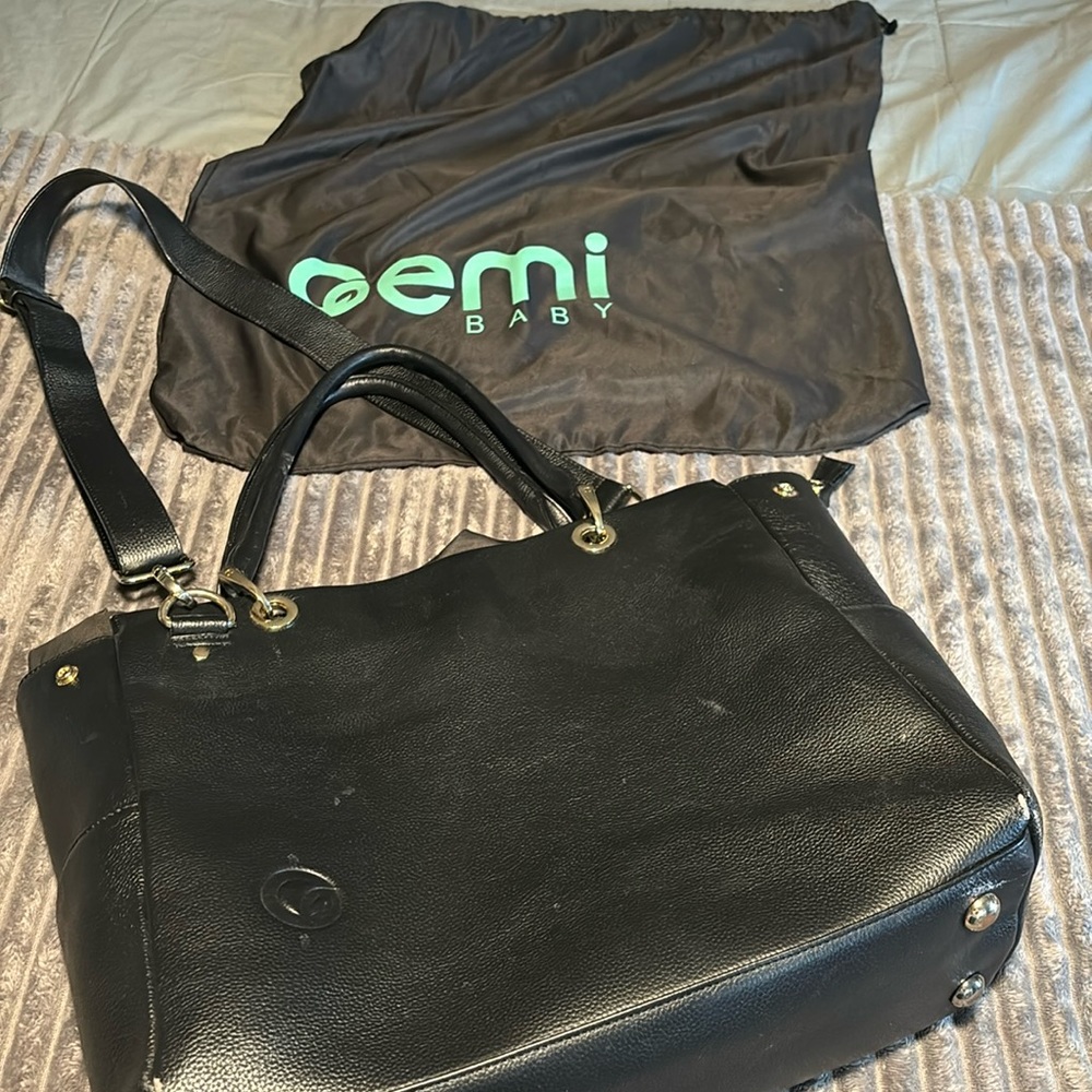 Large vegan leather baby or all purpose carry tote